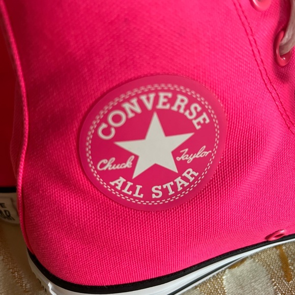 Converse Women's Neon Pink High-Tops - Picture 3 of 10